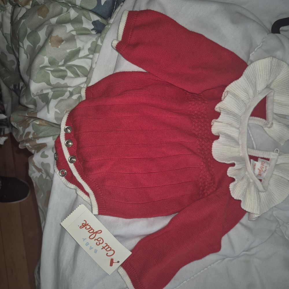 Cat & Jack Red and White Baby Top